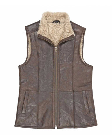 Womens  Antique Brown Sheepskin Gilet