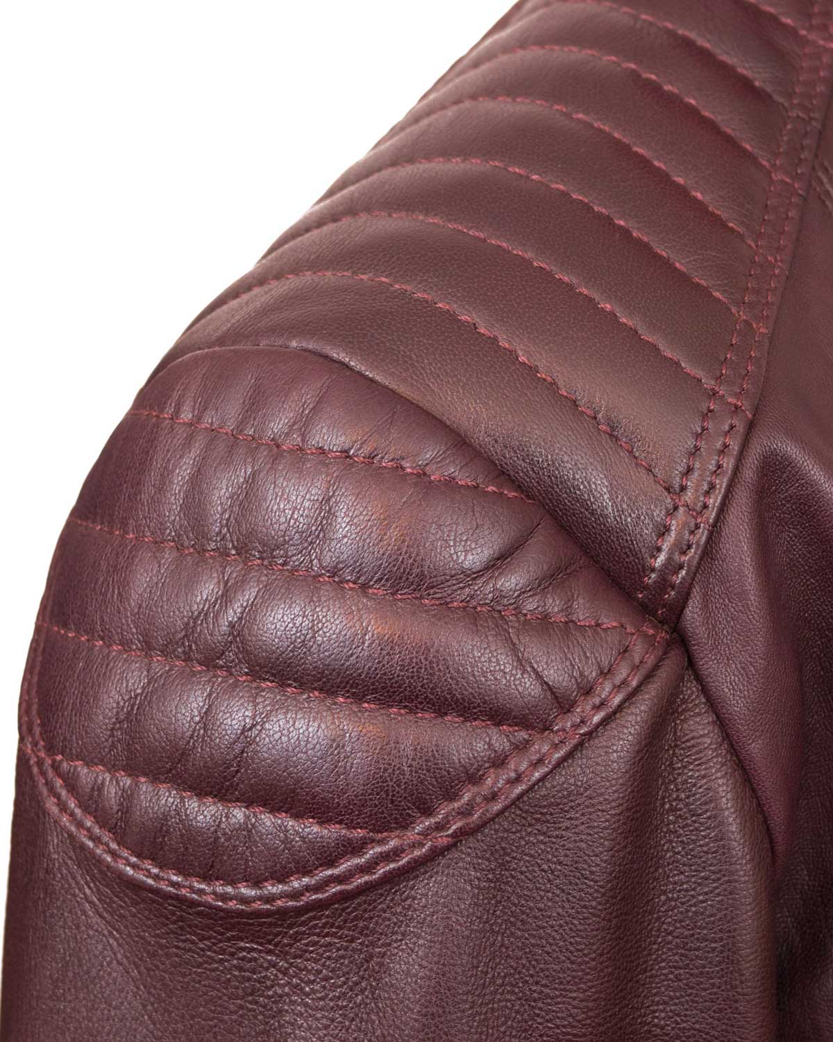 Womens  Biker Burgundy Leather Jacket