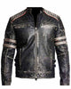 Biker Vintage Distressed Jacket Skull Embossed Logo at back