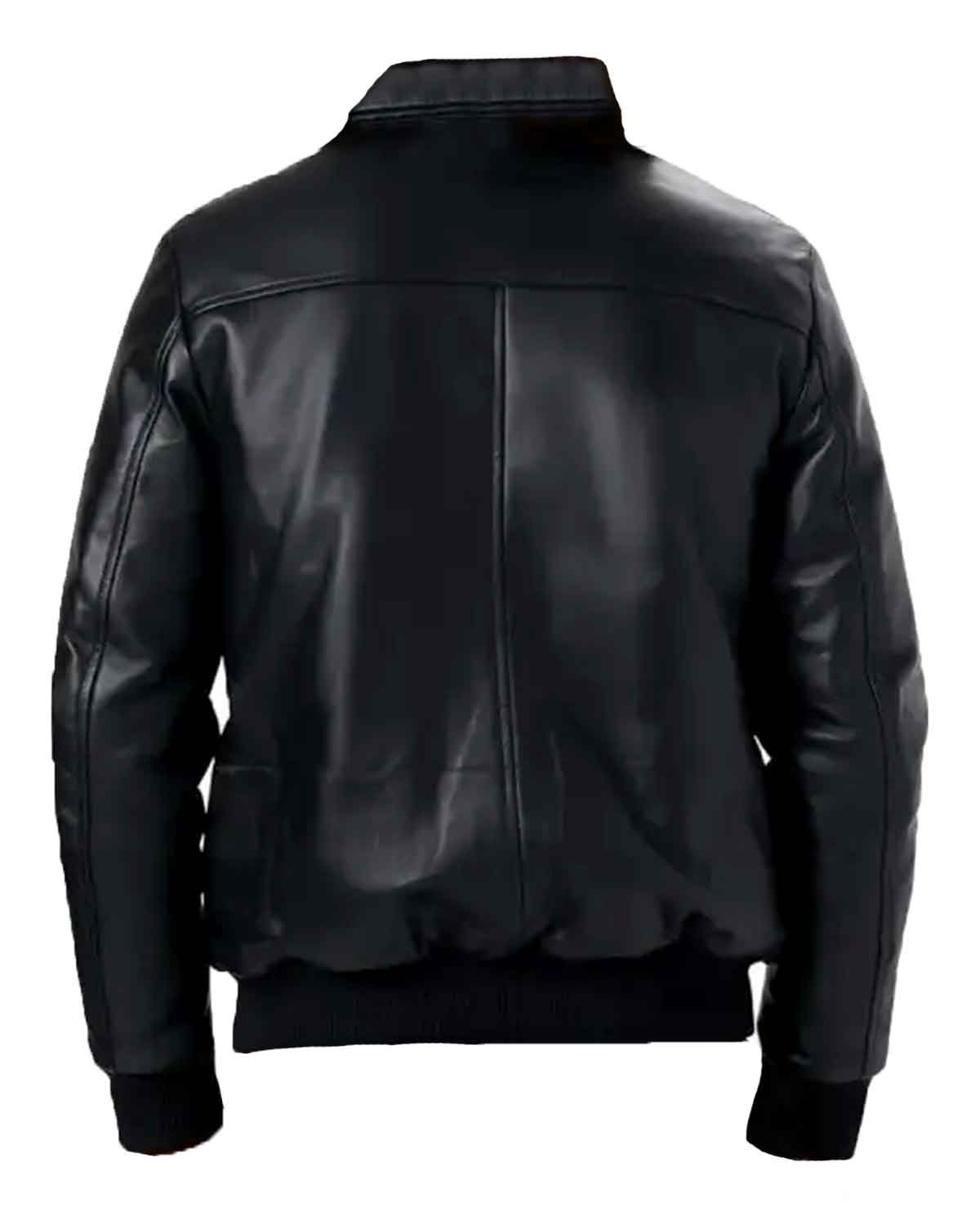 Mens  Black Bomber Style Leather Jacket