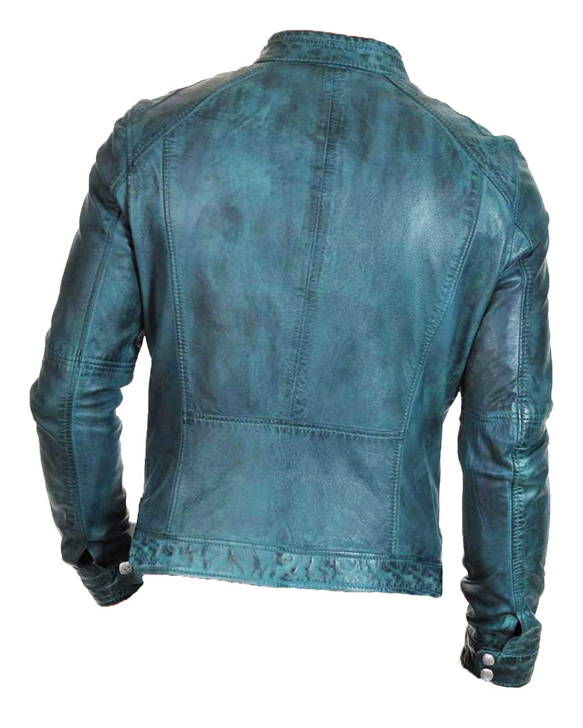 Mens  Waxed Green Motorcycle Leather Jacket