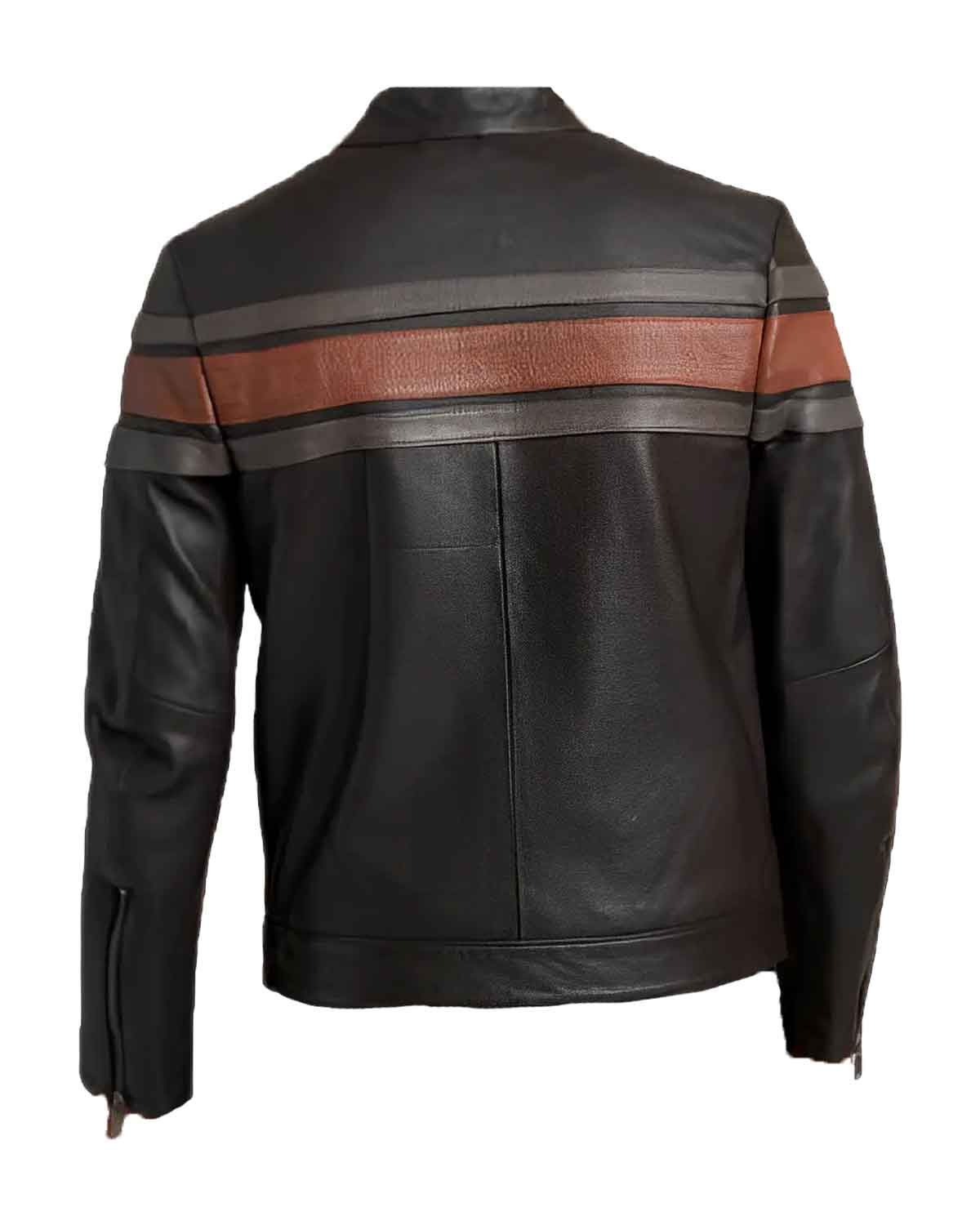 Mens  Pattern Cafe Racer Leather Jacket