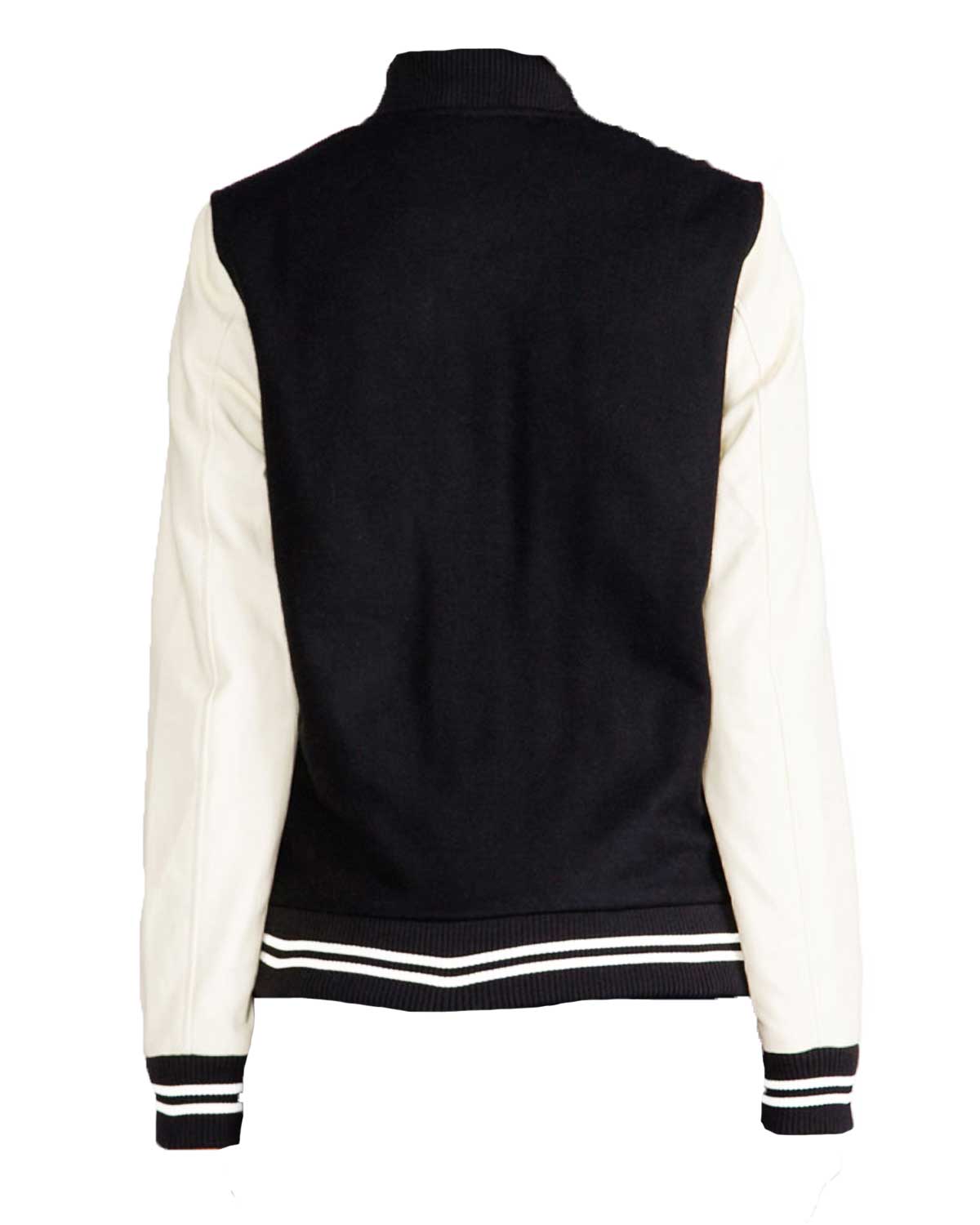 Womens  Cream and Black Varsity Jacket