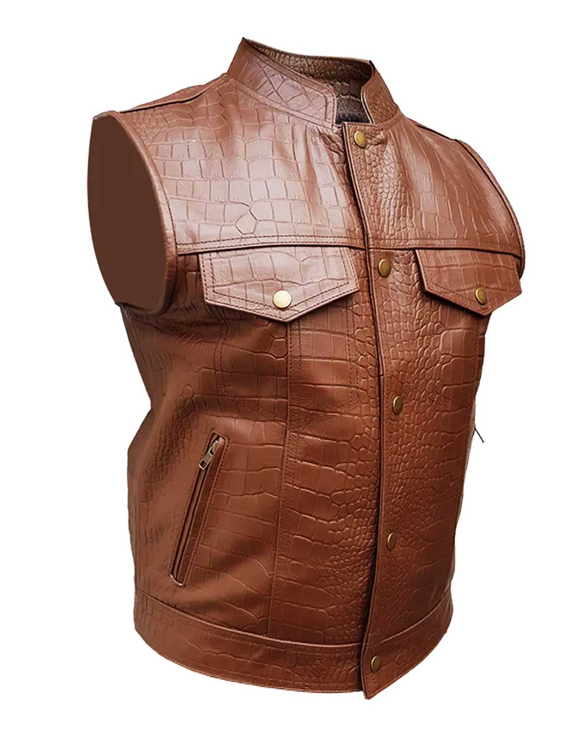 Mens  Motorcycle Alligator Leather Vest