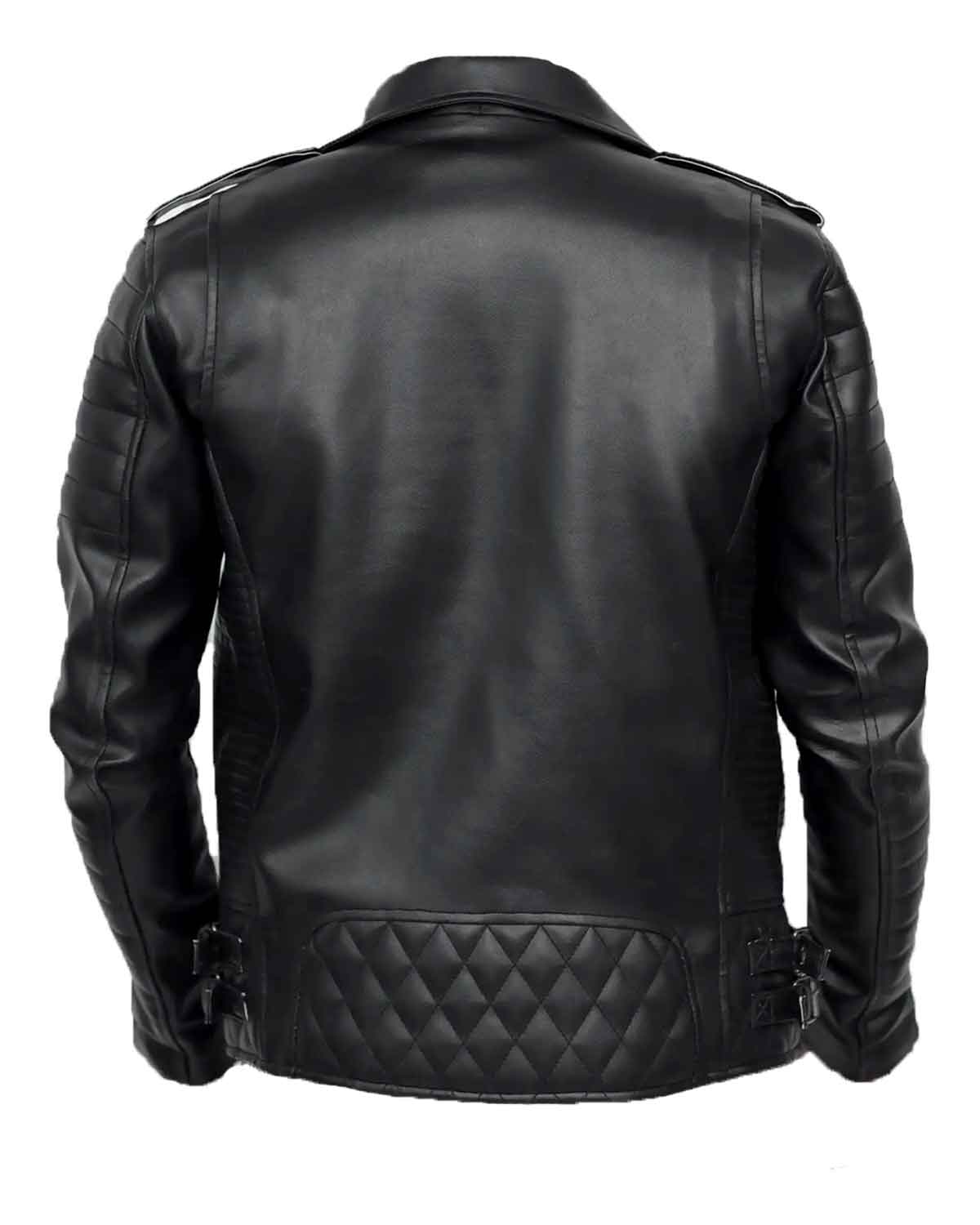 Mens  Black Quilted Leather Jacket