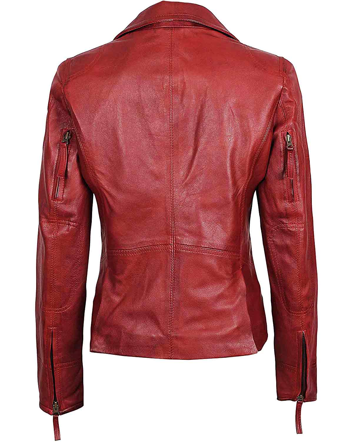 Womens Maroon Genuine Leather Jacket