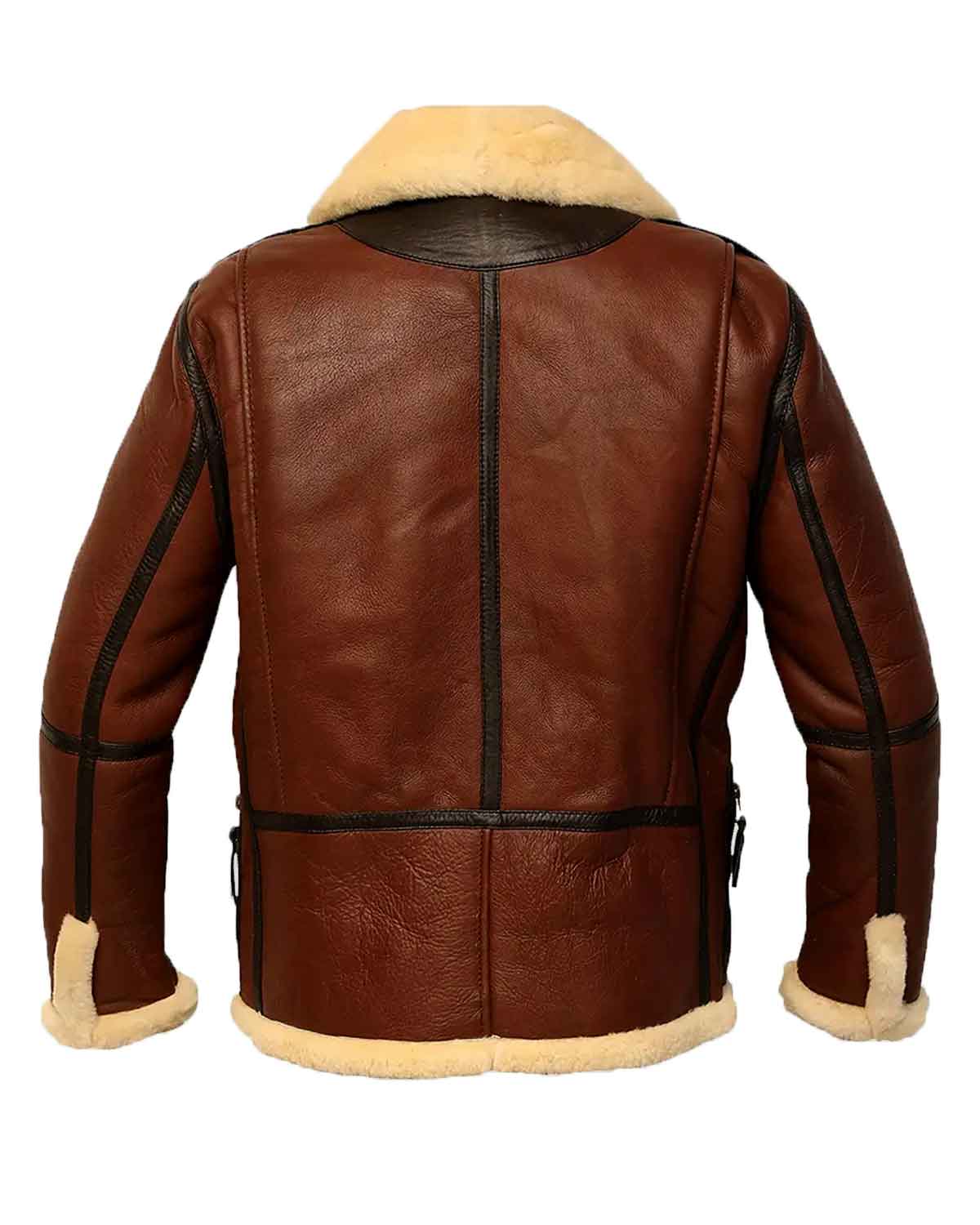 Mens  Aviator B-3 Brown Leather Bomber Jacket