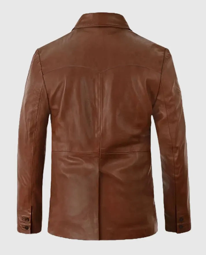 Men's Rich Brown Western Leather Blazer