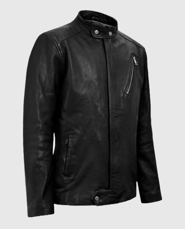 Motorad Black Biker Leather Jacket for Men