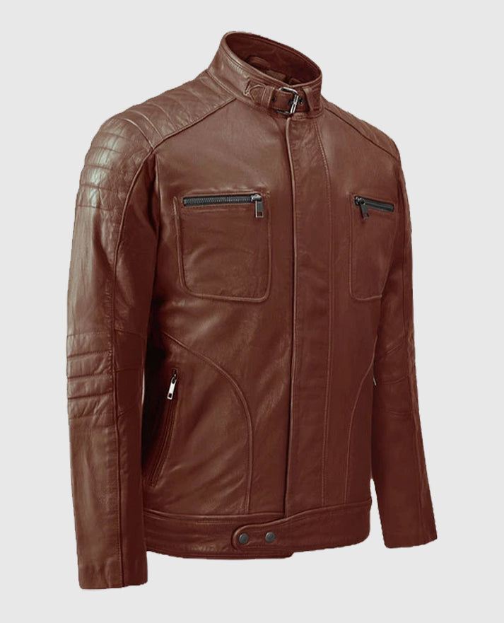 Men's Firefly Moto Tan Leather Jacket