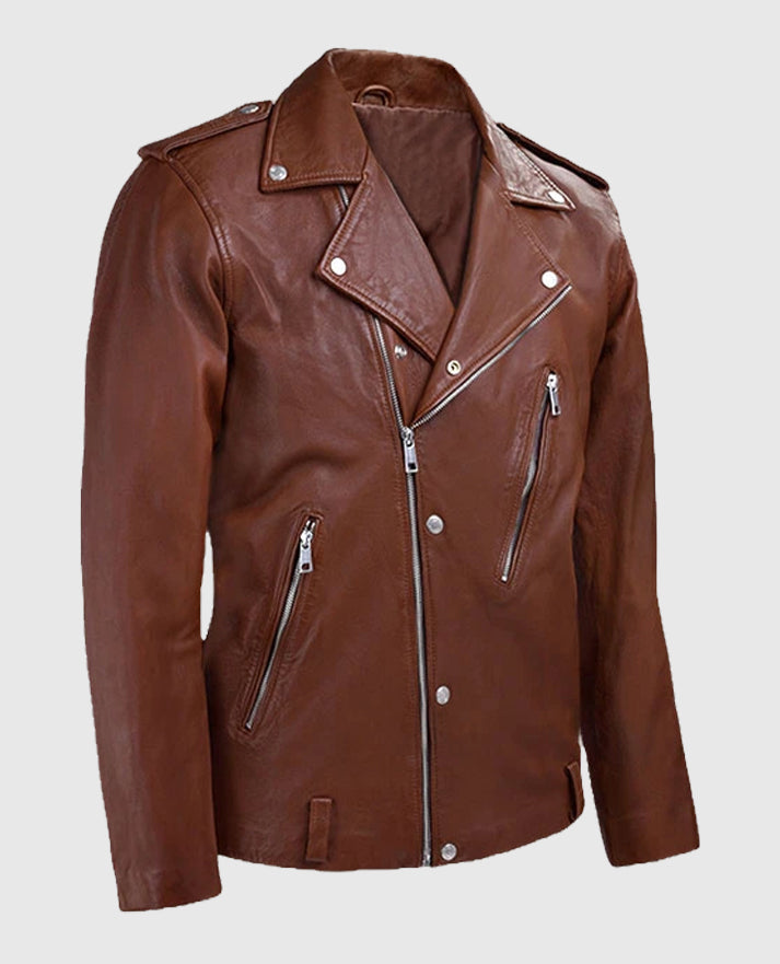 Men's Tan Beast Biker Leather Jacket