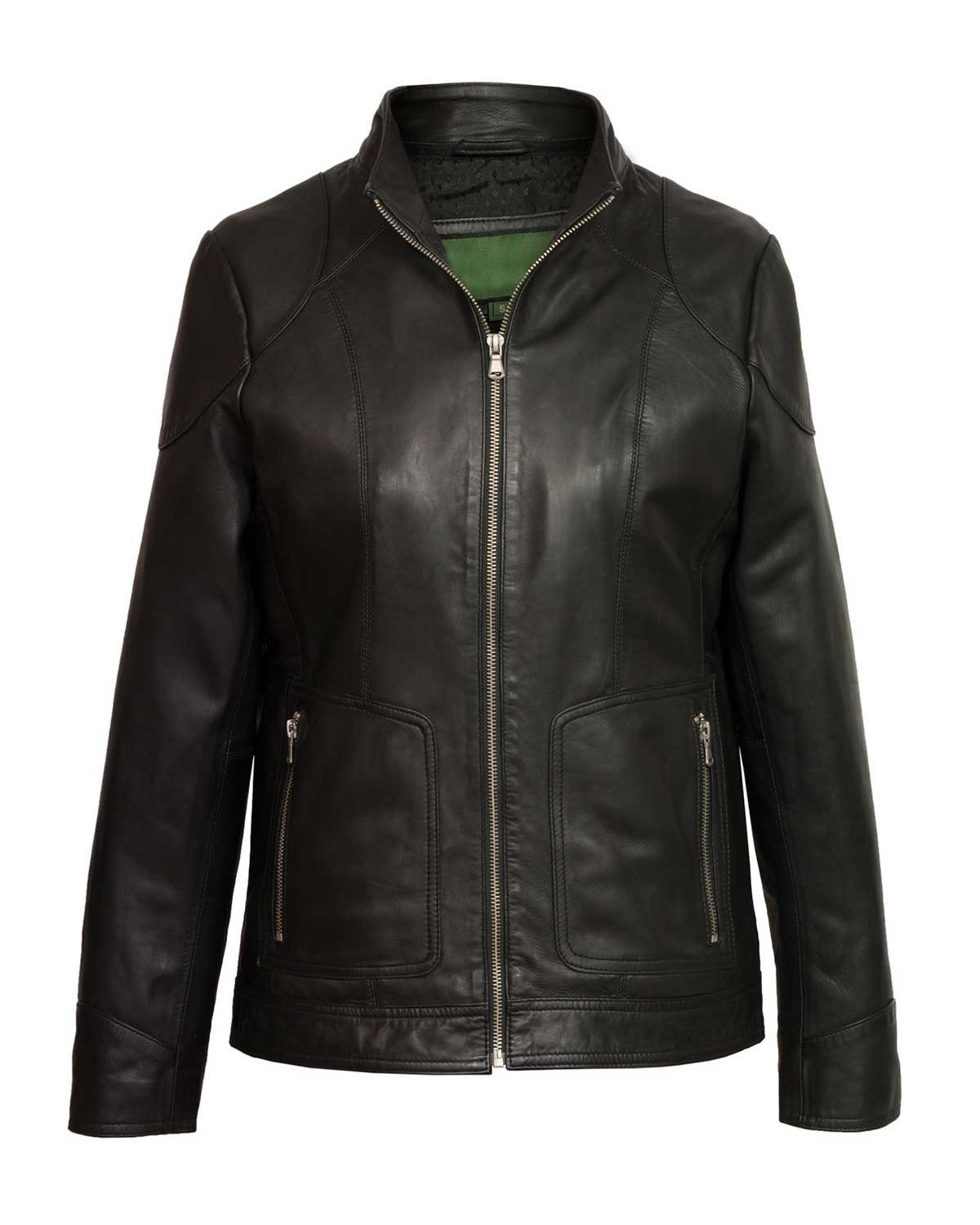 Womens  Black Hooded Leather Jacket