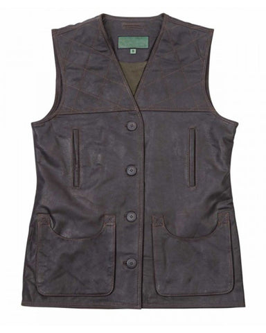Womens  Vintage Brown Leather Shooting Vest