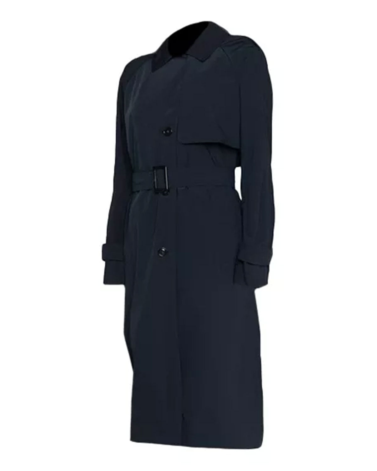 Womens  Long Navy Blue Trench Coat