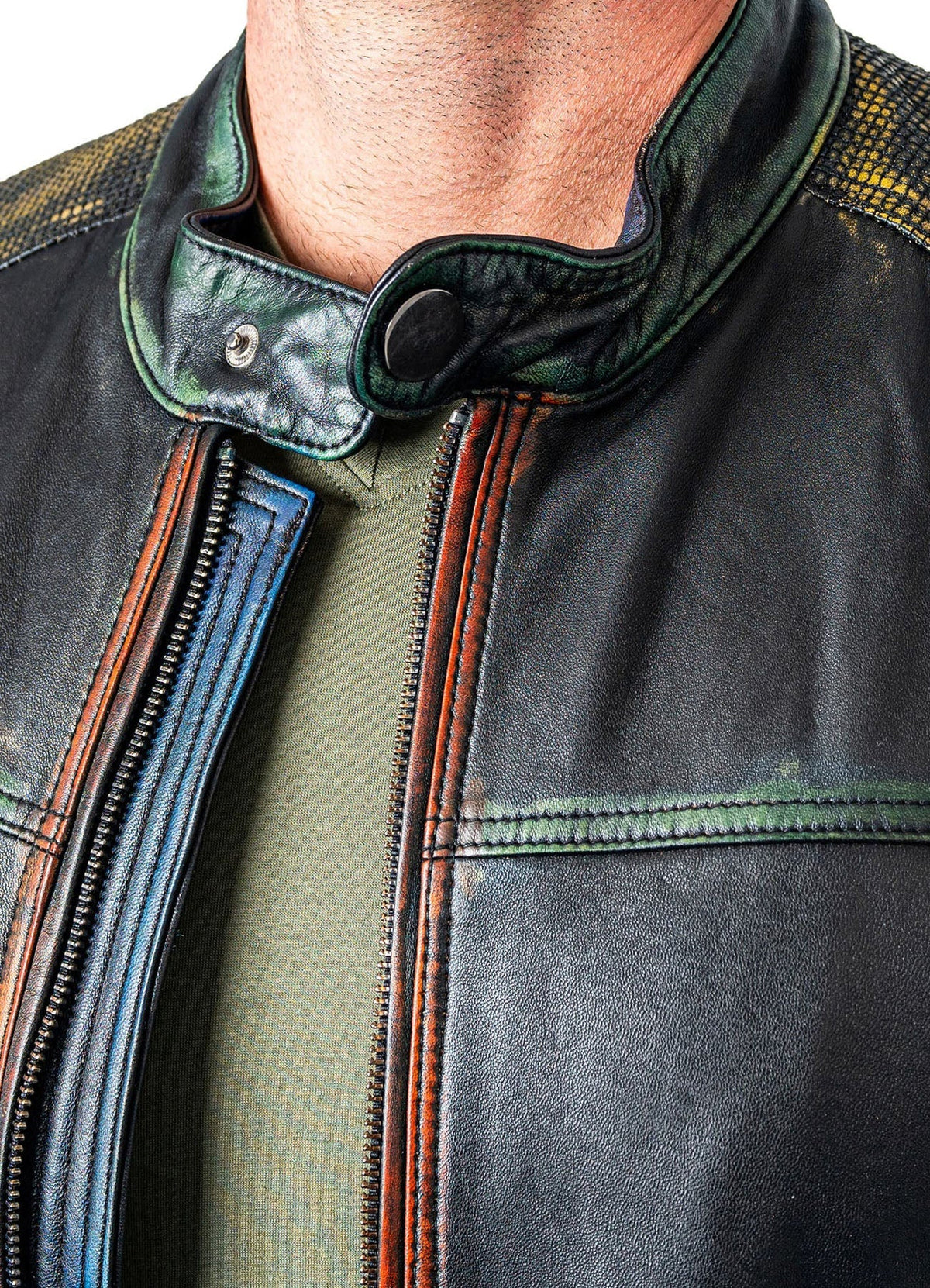 Mens limfit Black Biker Leather Jacket