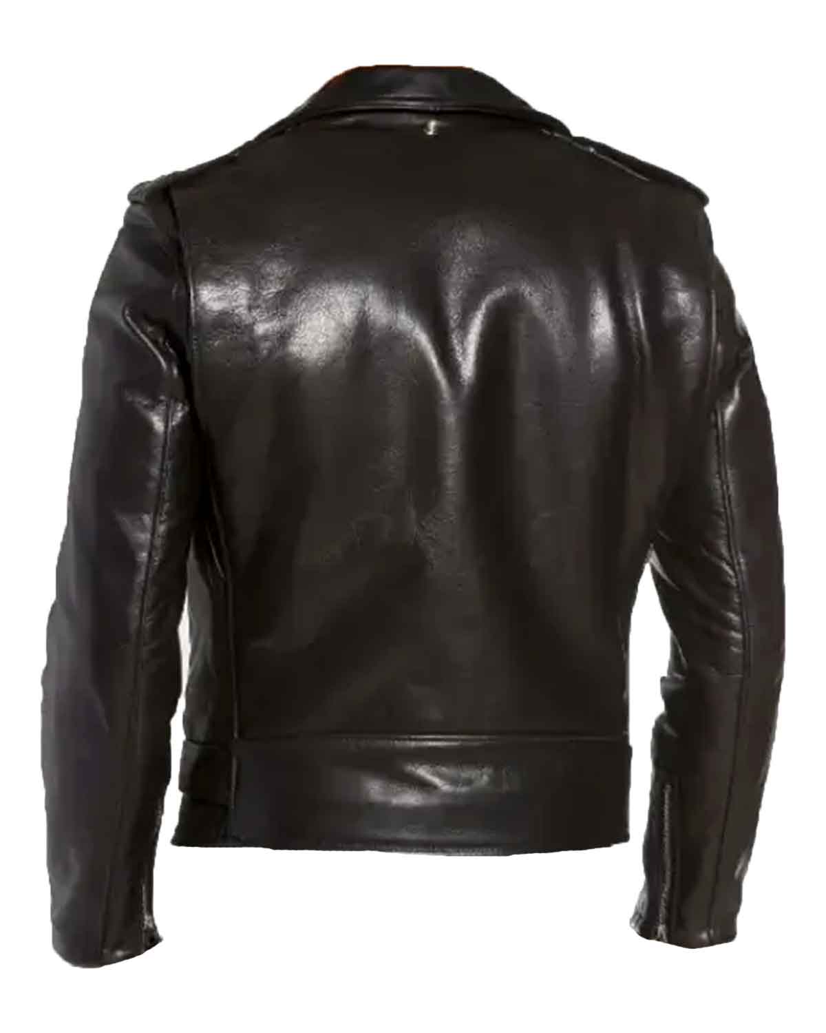 Mens  Cowhide Moto Black Leather Jacket