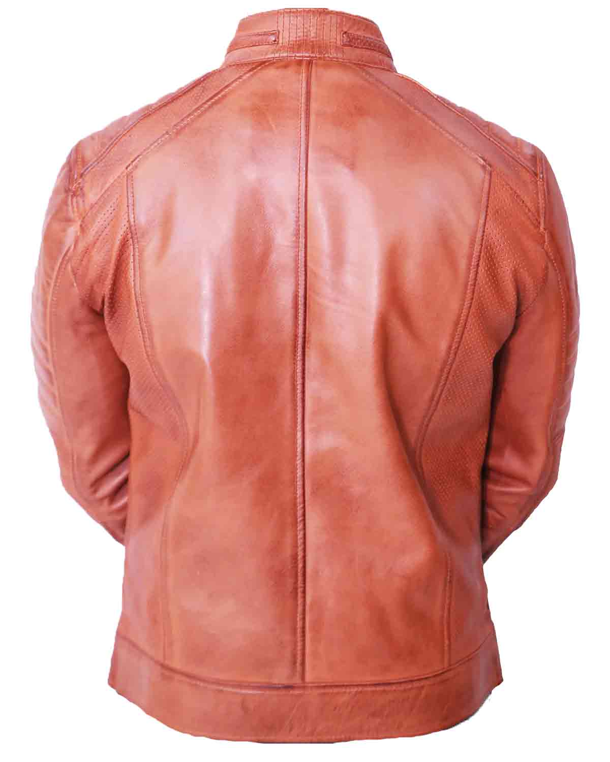Mens Cafe Racer Brown Leather Jacket