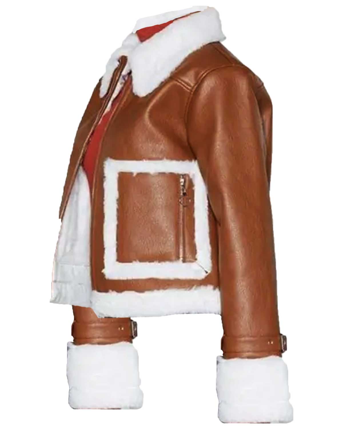 Womens  Brown Aviator Jacket