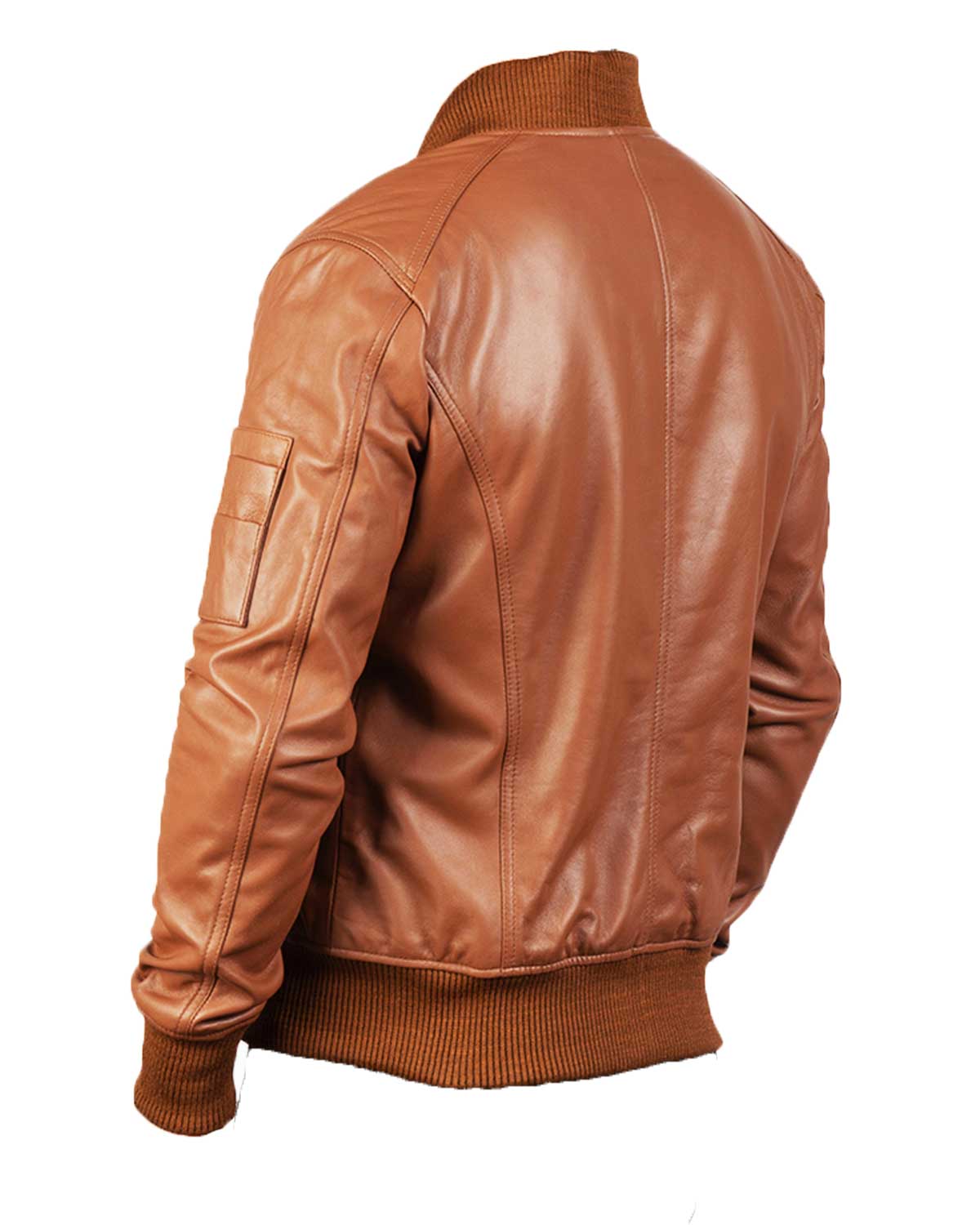 Mens  MA-1 Brown Leather Flight Bomber Jacket
