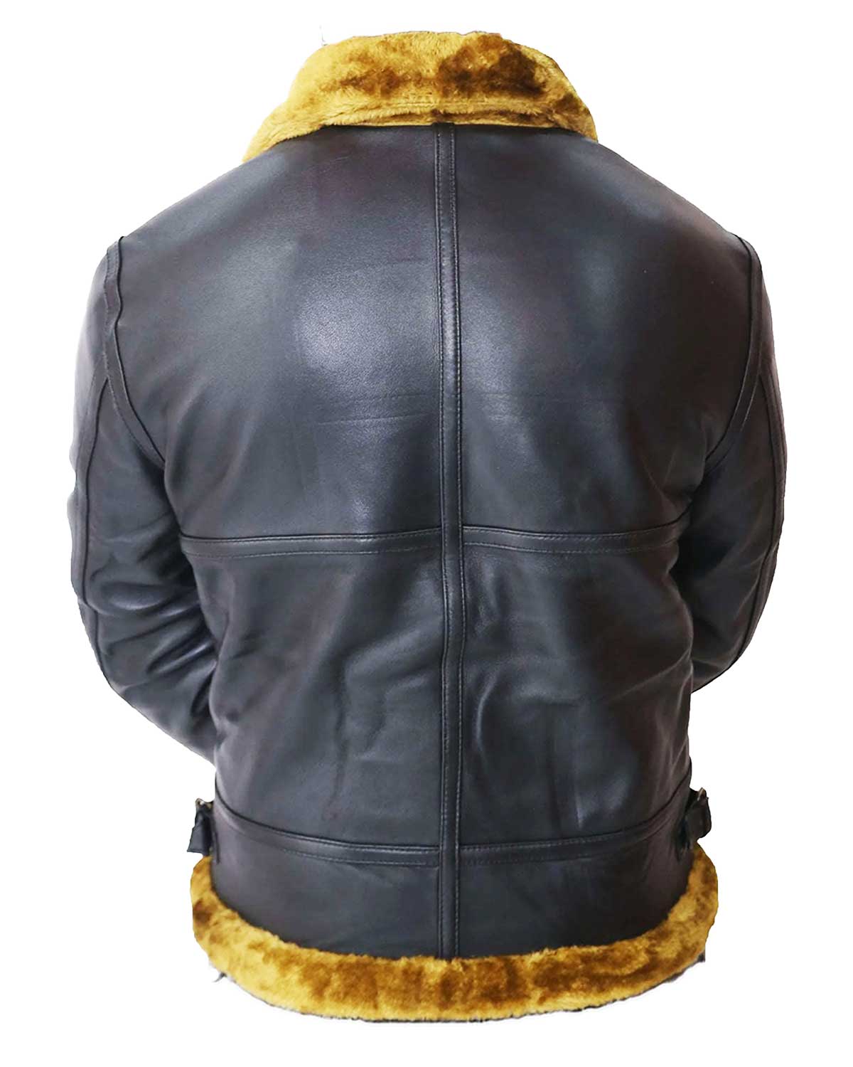 B3 Bomber Mens Real Shearling Black Winter Leather Jacket