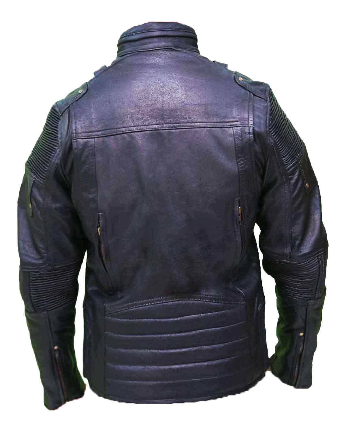 Mens Cafe Racer Motorcycle Genuine Mens Leather Jacket