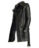 MotorCycleJackets Black Women’s Mid-Length Double Breasted Leather Coat