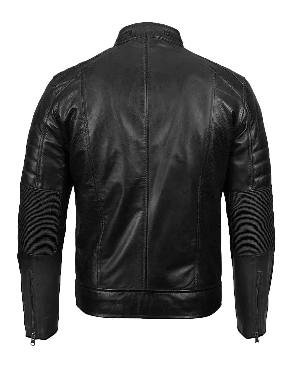 Mens  Black Classic Cafe Racer Leather Jacket