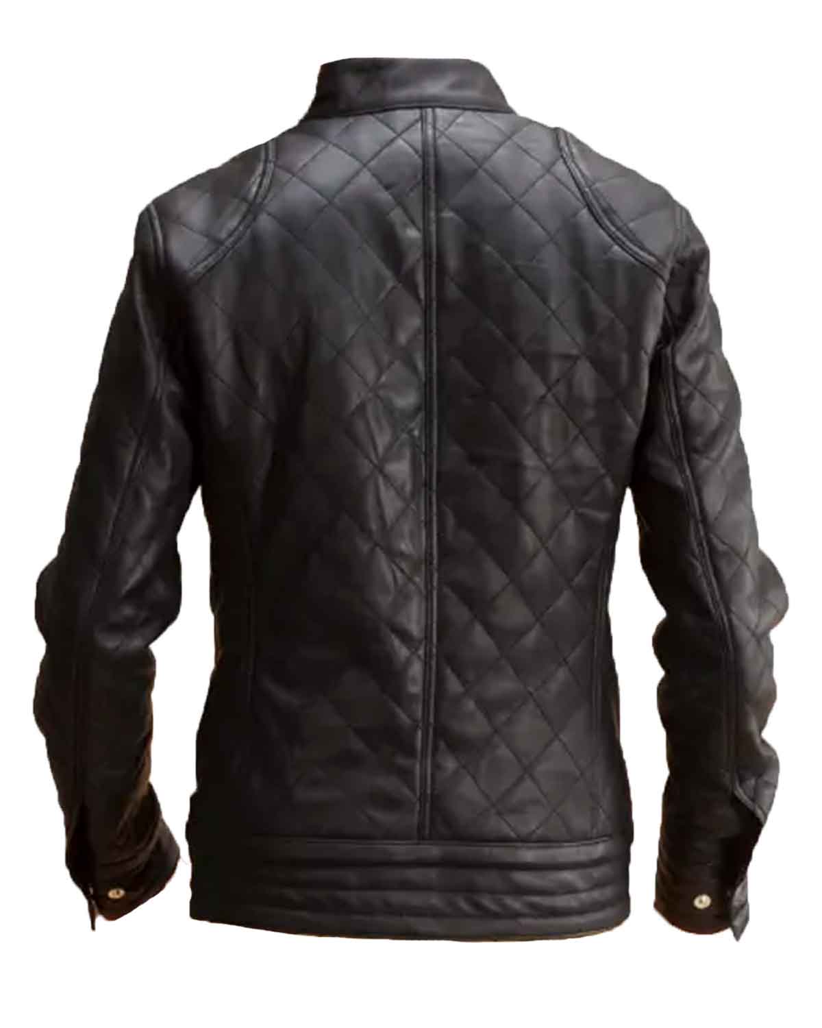 Mens  Black Faux Racer Leather Jacket