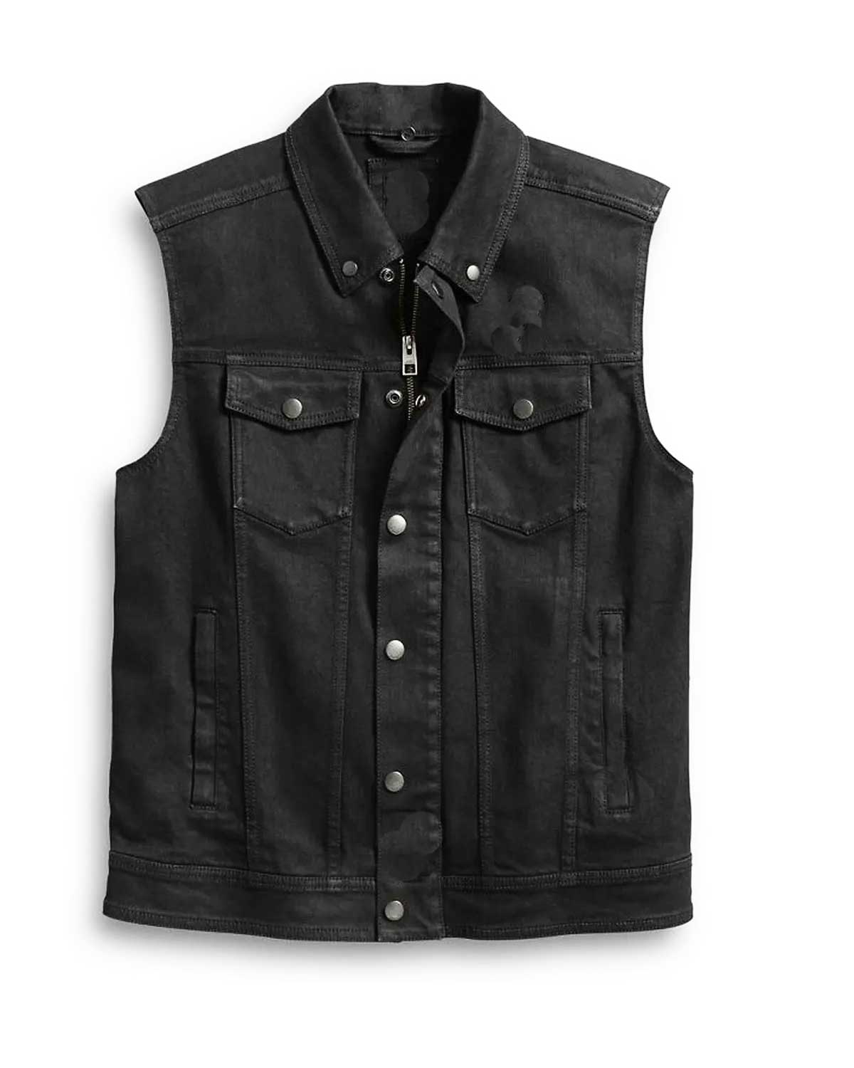 Mens  Motorcycle 3 In 1 Black Denim Jacket