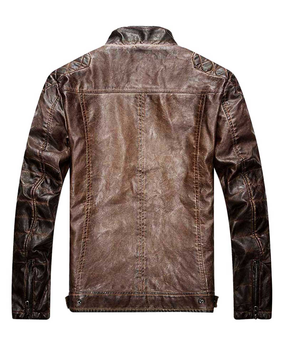 Mens Distressed Brown Waxed Quilted Jacket
