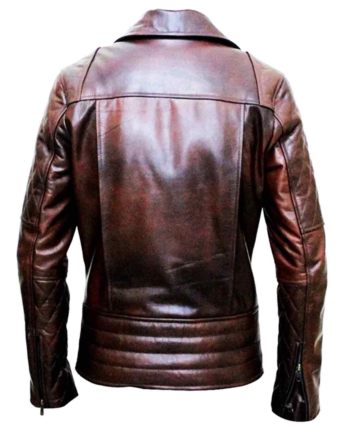 Mens Quilted Dark Brown Sheepskin Leather Jacket