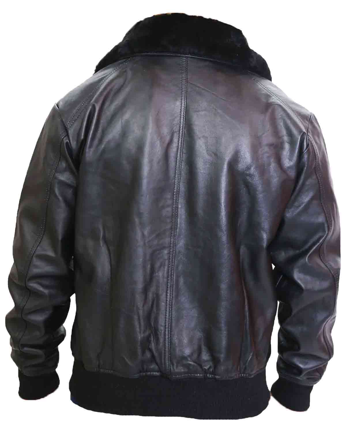 Mens G1 Navy Black Leather Jacket