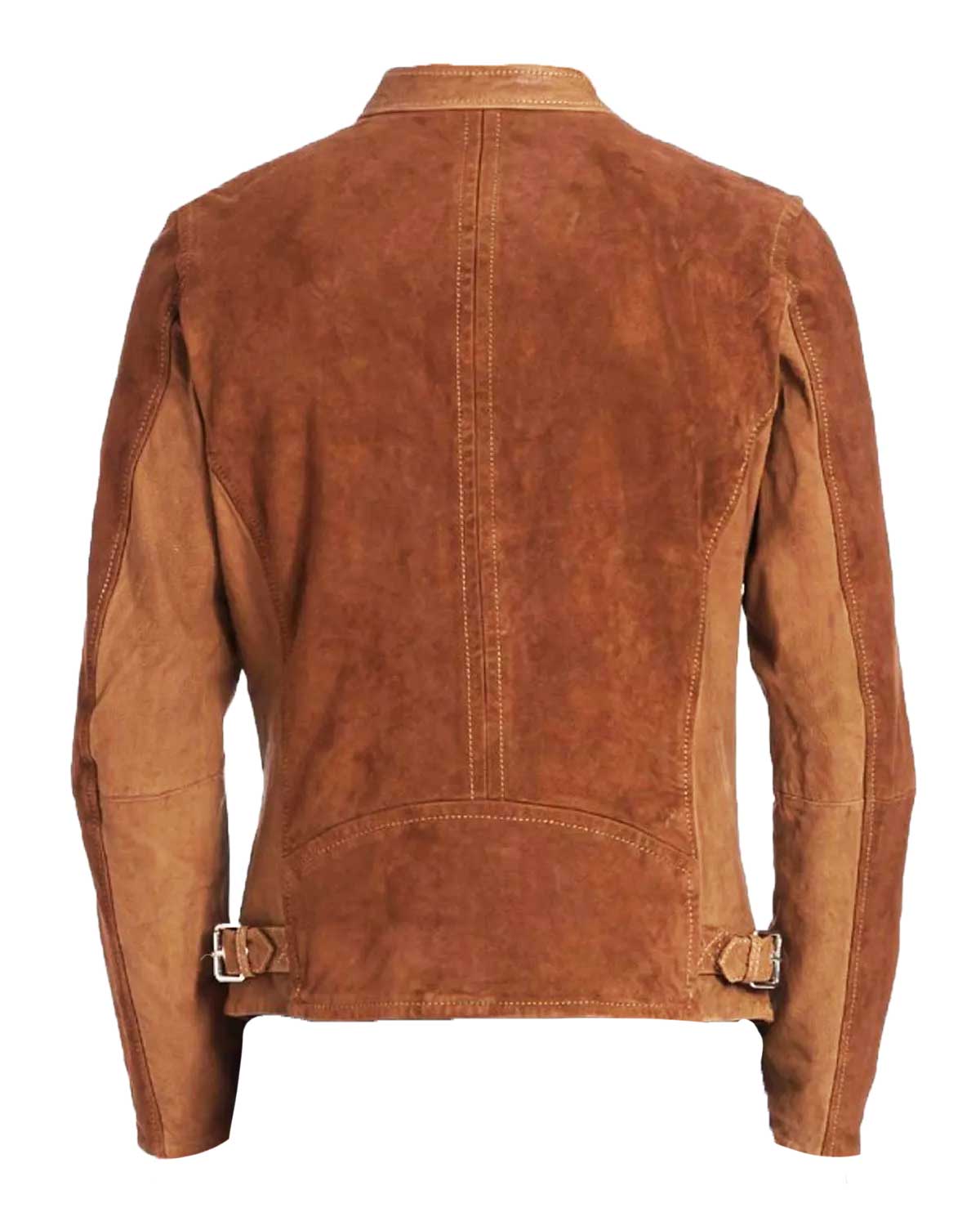 Mens  Zipper Pockets Casual Brown Suede Jacket