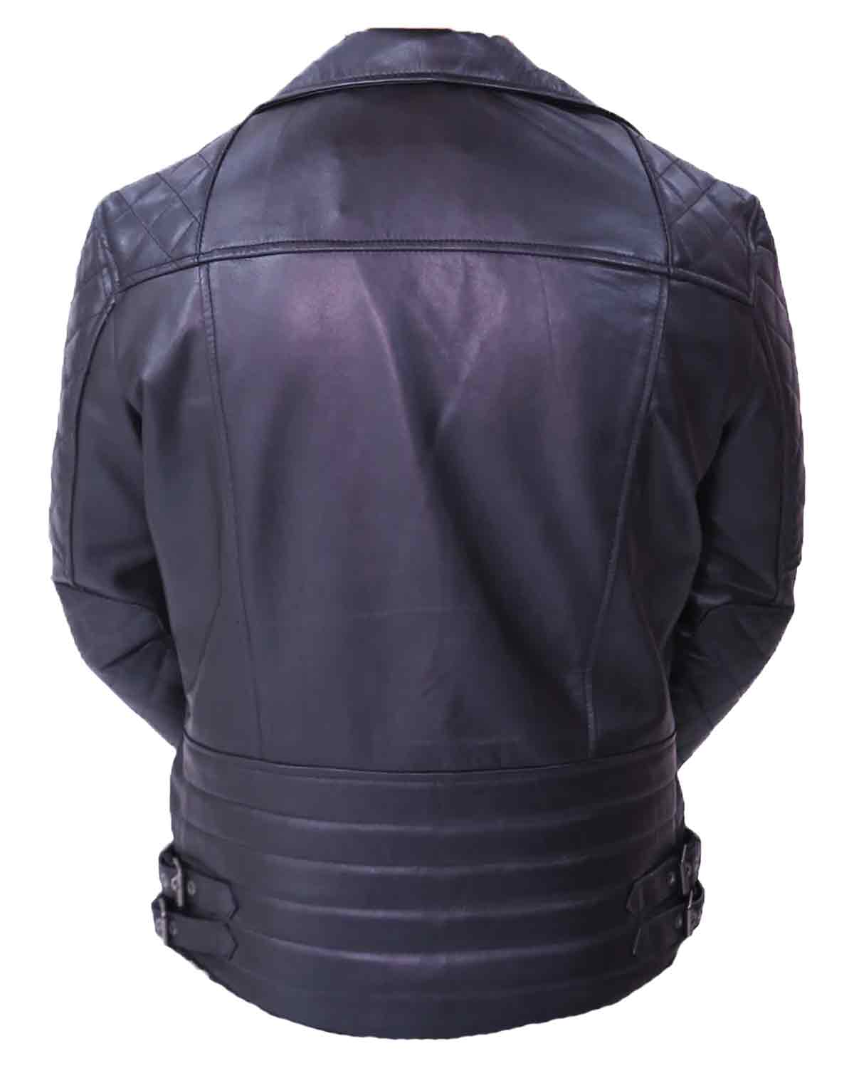 Mens Biker Black Quilted Leather Jacket