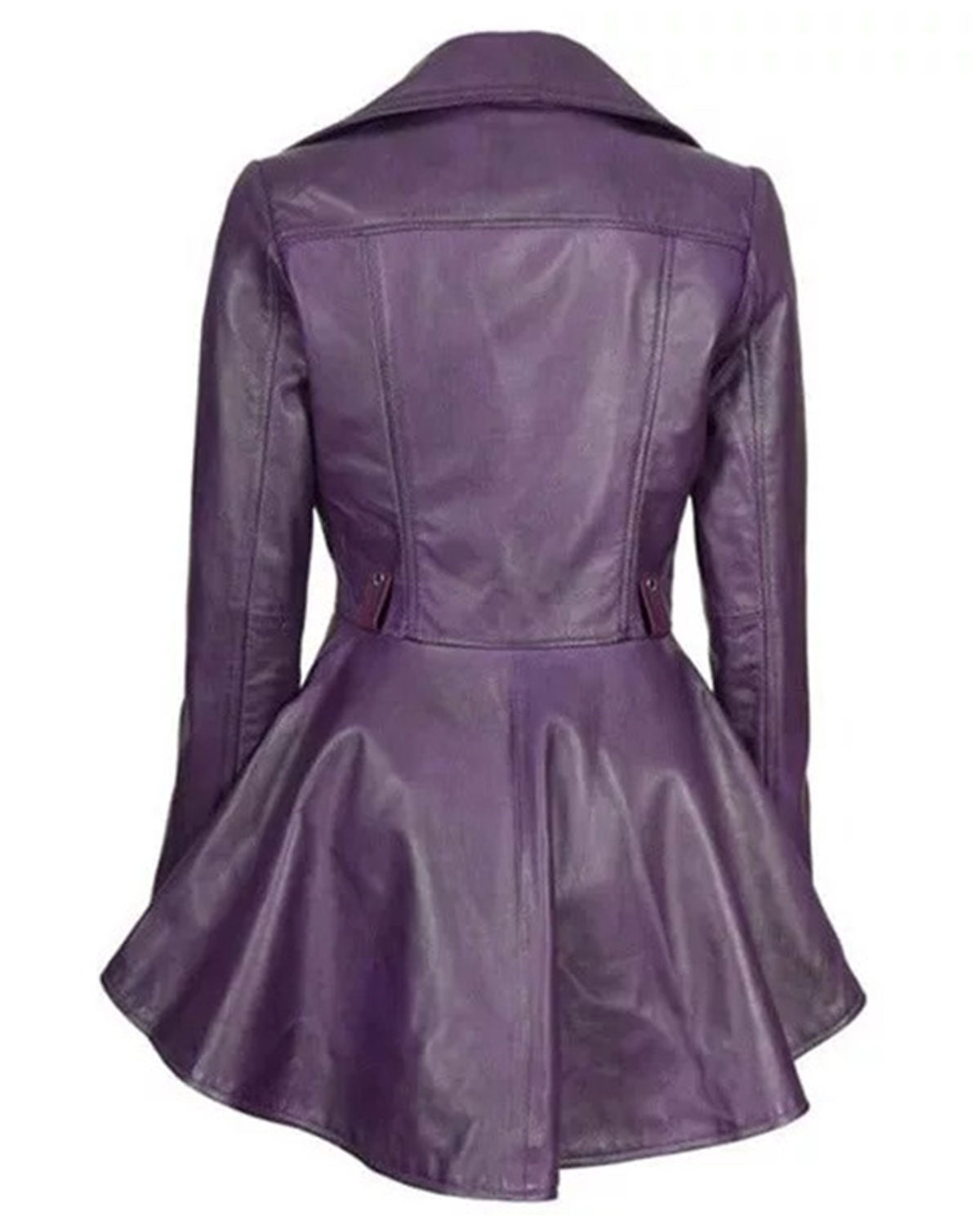 Womens  Purple Peplum Leather Jacket