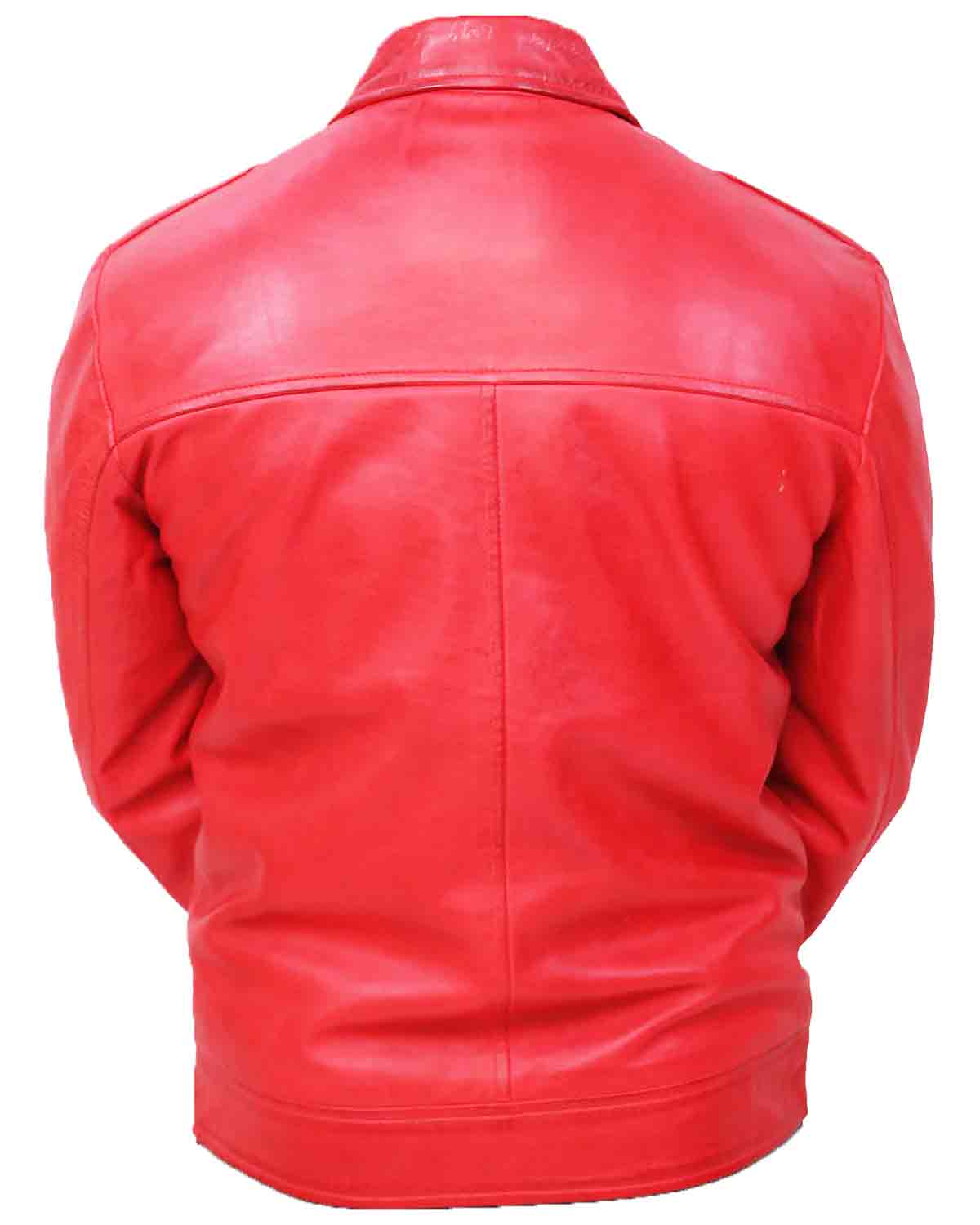 Mens Vintage Distressed Red Leather Jacket