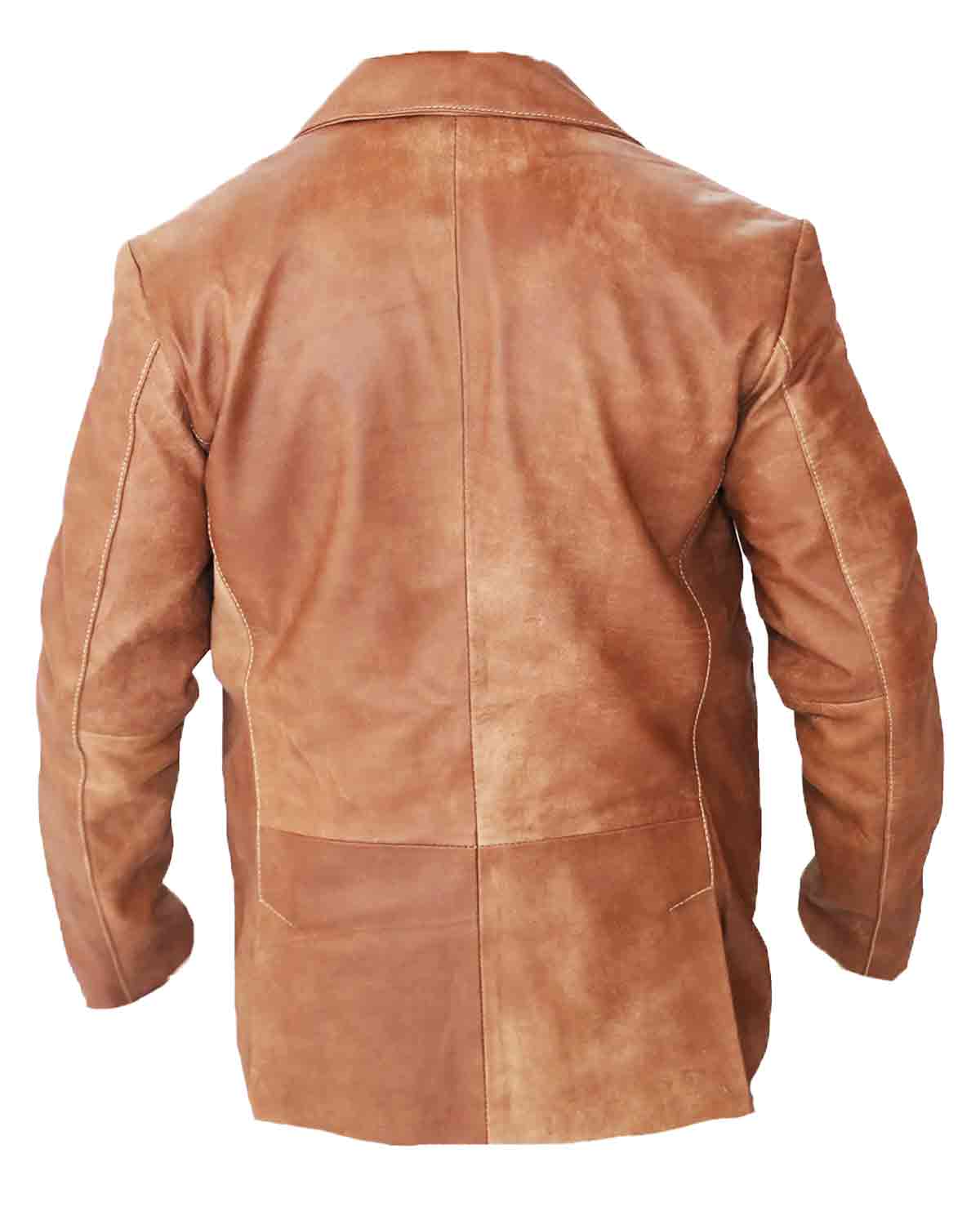 Mens Fashion Brown Leather Blazer Coat