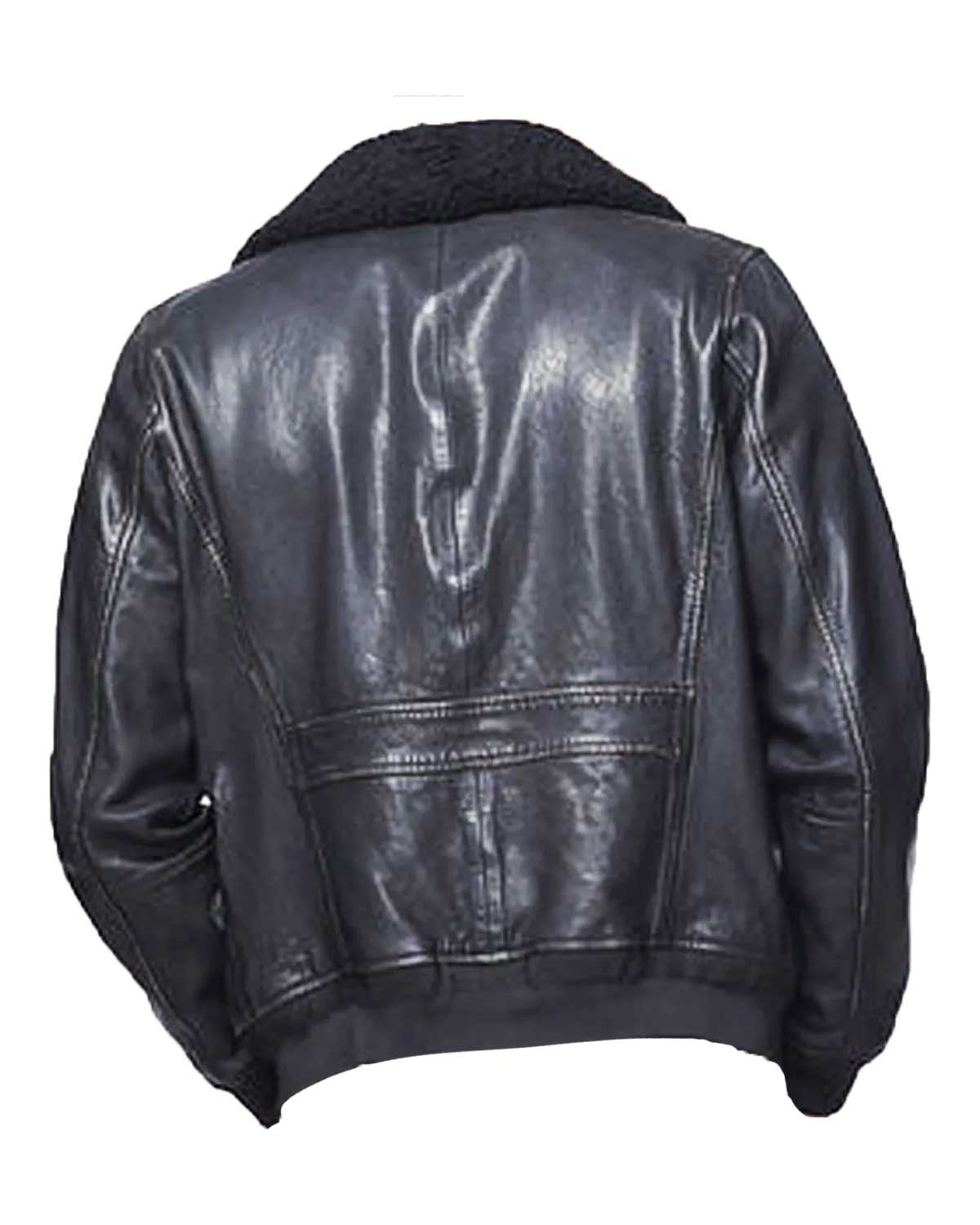 Bomber Black Mens  Jacket with Sherpa Collar