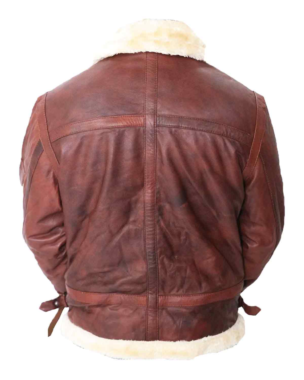 B3 Bomber Aviator Shearling Maroon Mens Leather Jacket