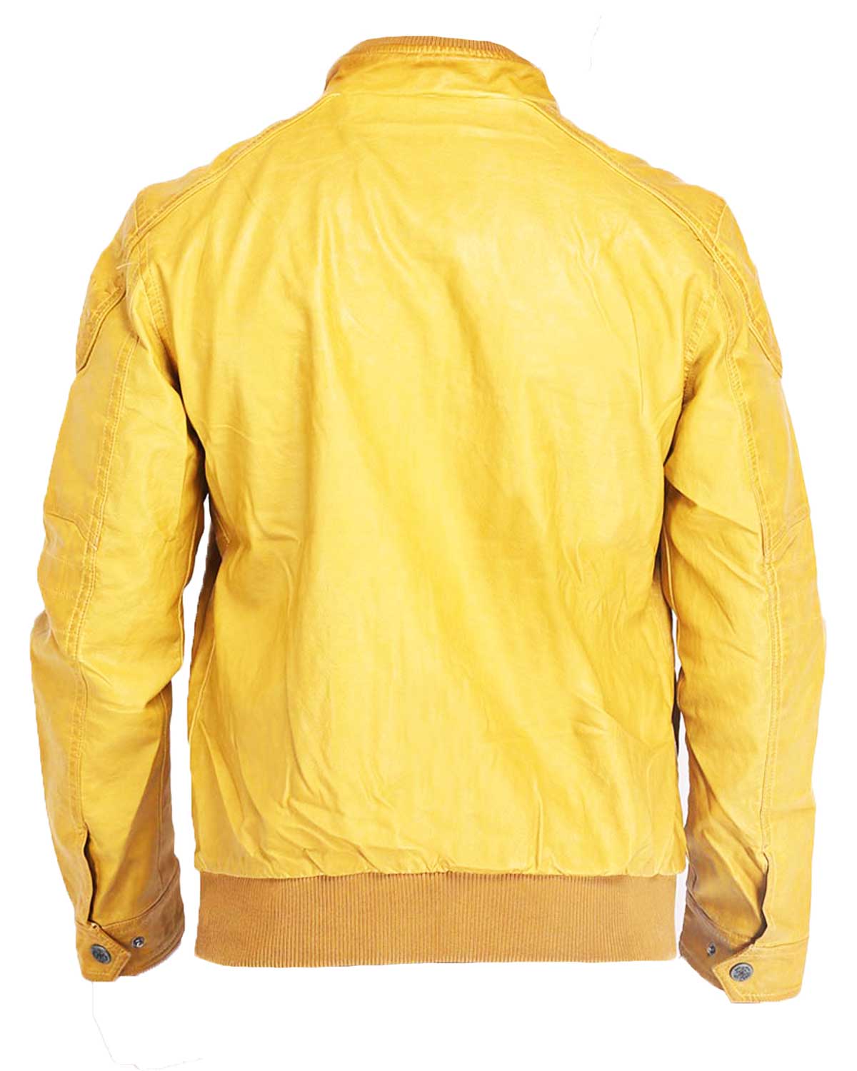 Mens  Mustard Yellow Bomber Leather Jacket
