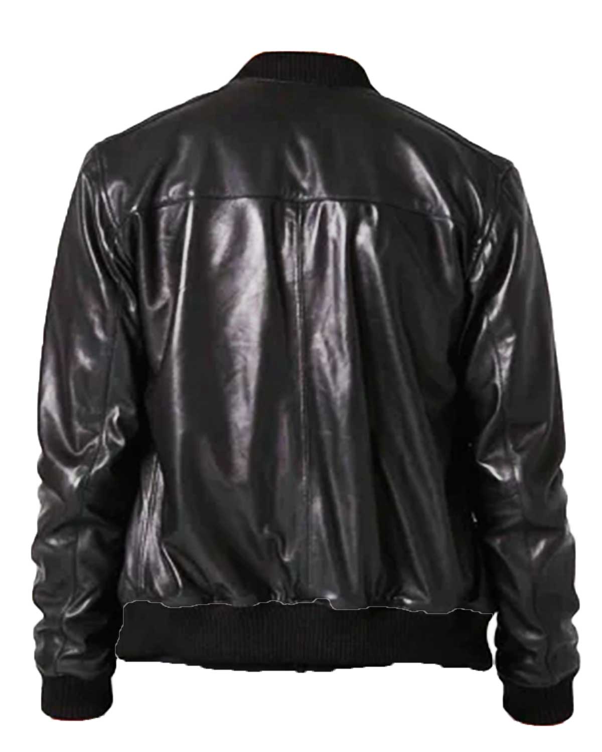 Mens  Black Bomber Leather Jacket