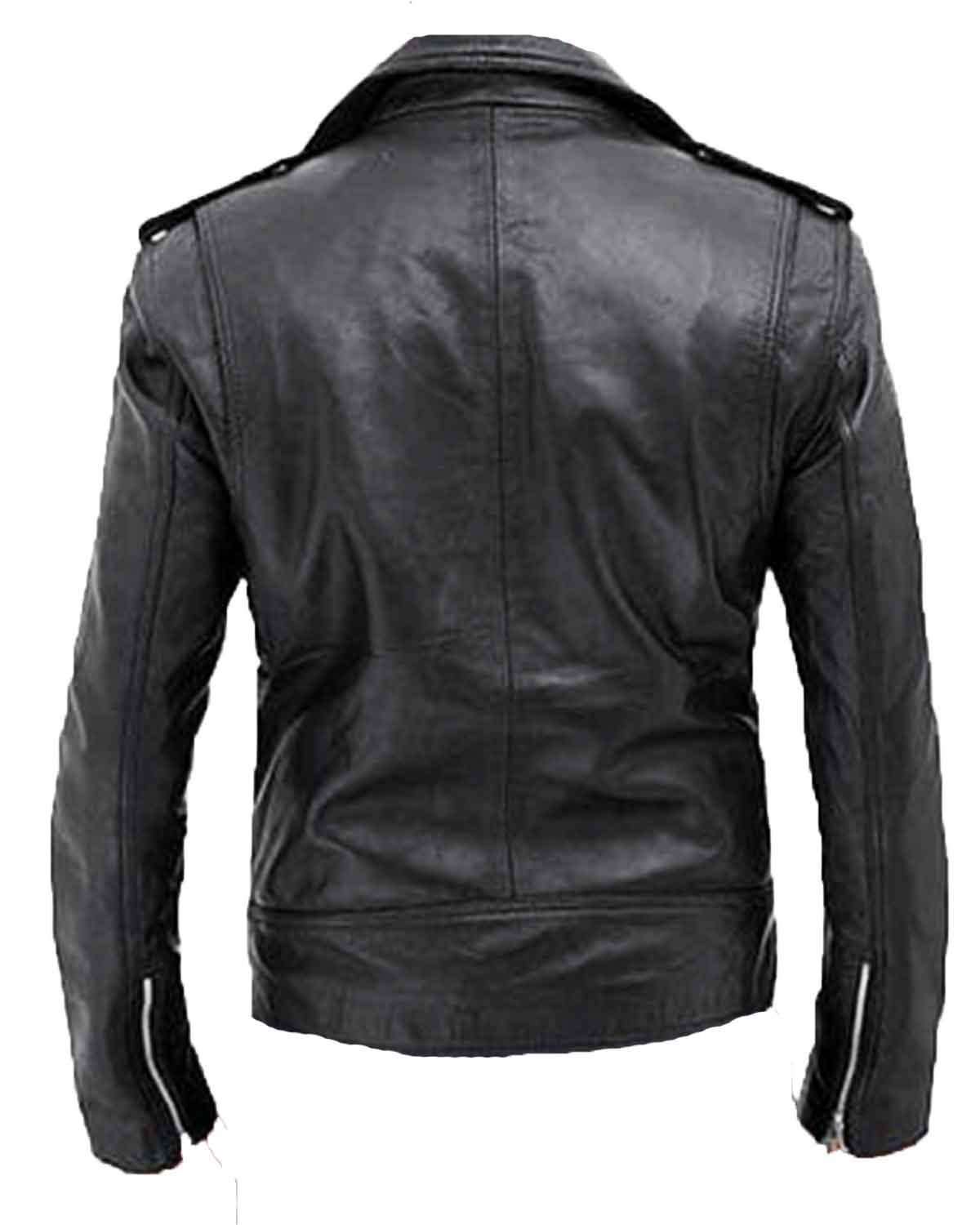 Mens Black Motorcycle Real Leather Jacket