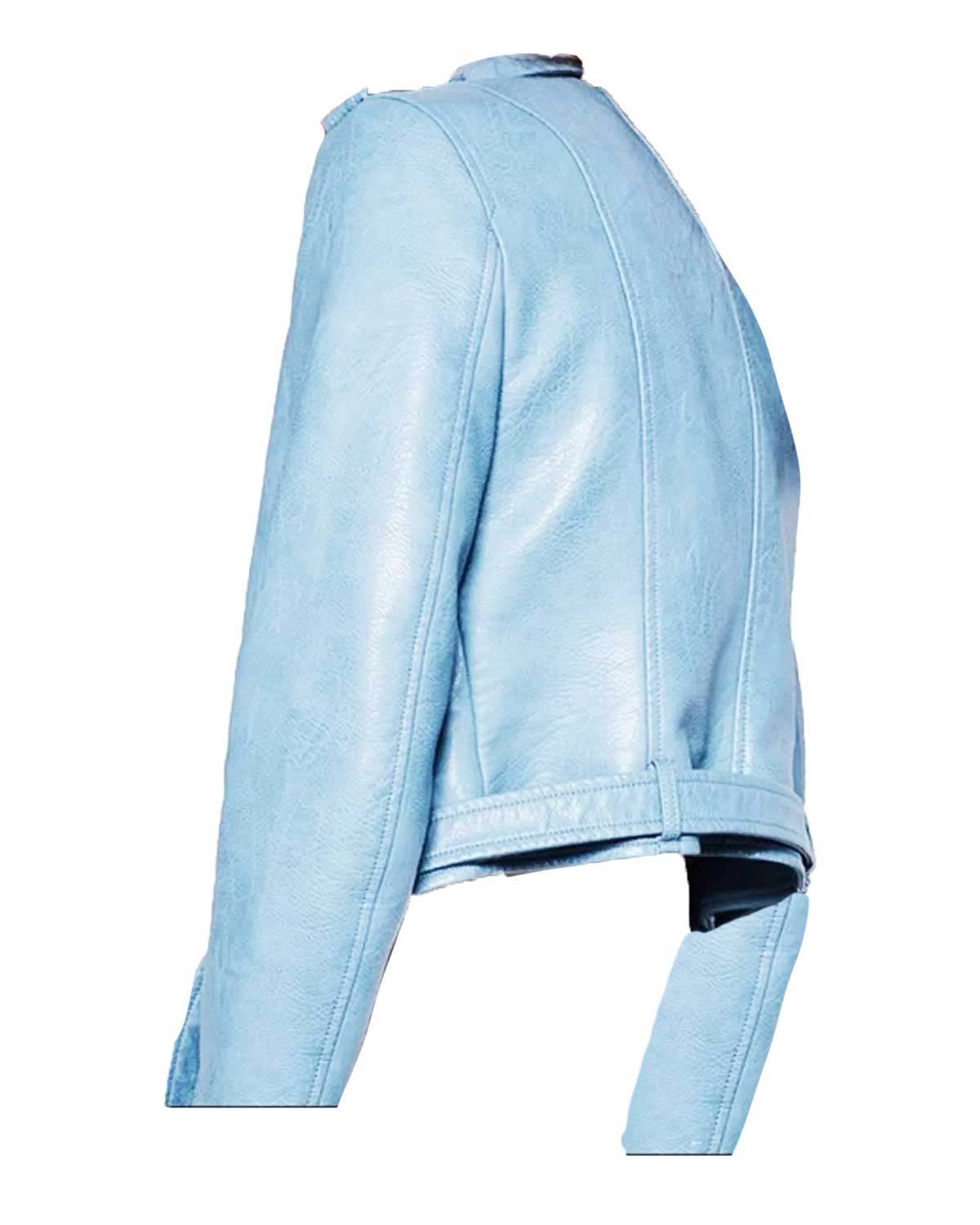 Womens  Baby Blue Motorcycle Leather Jacket
