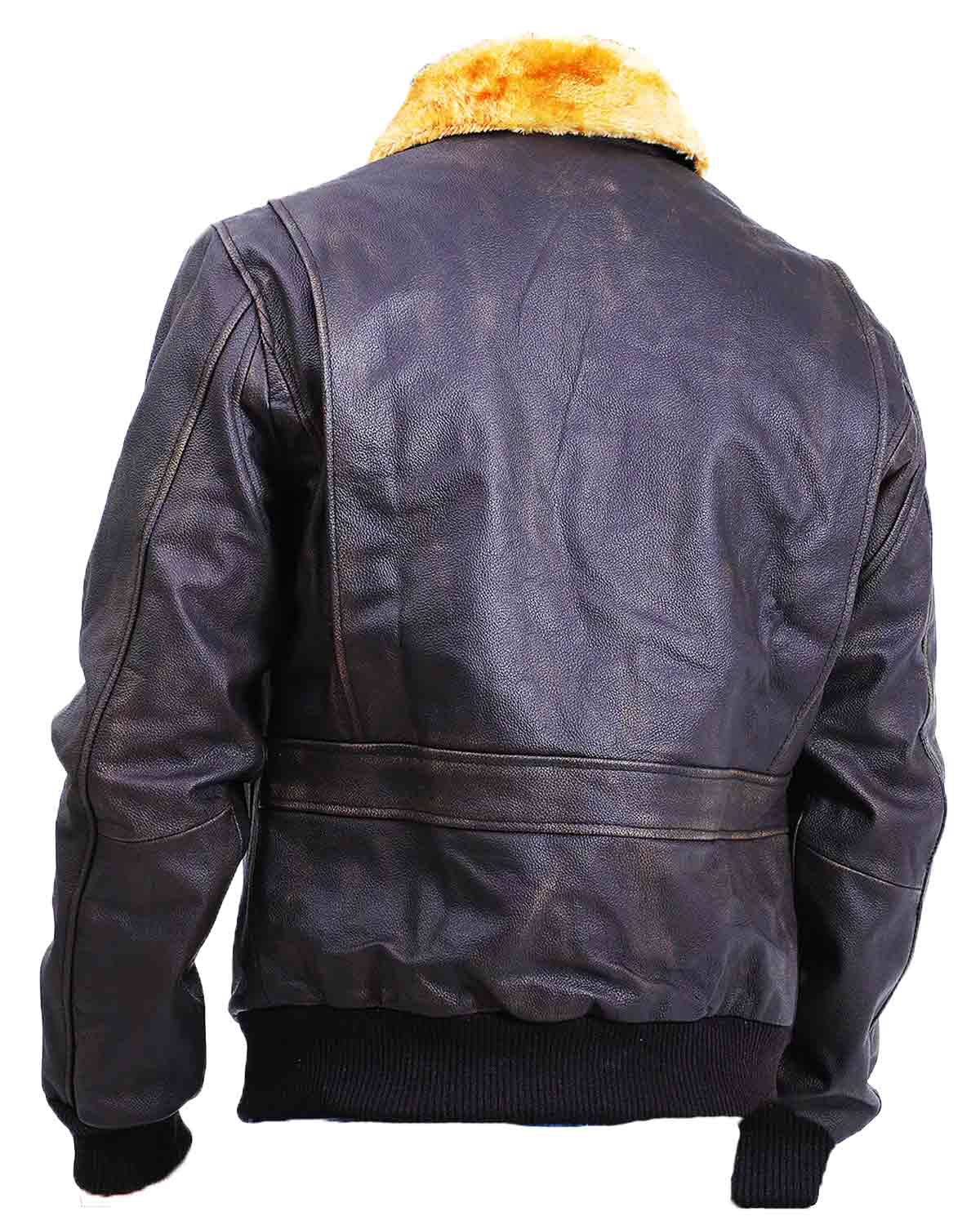 Mens Flight Aviator Bomber Brown Leather Jacket