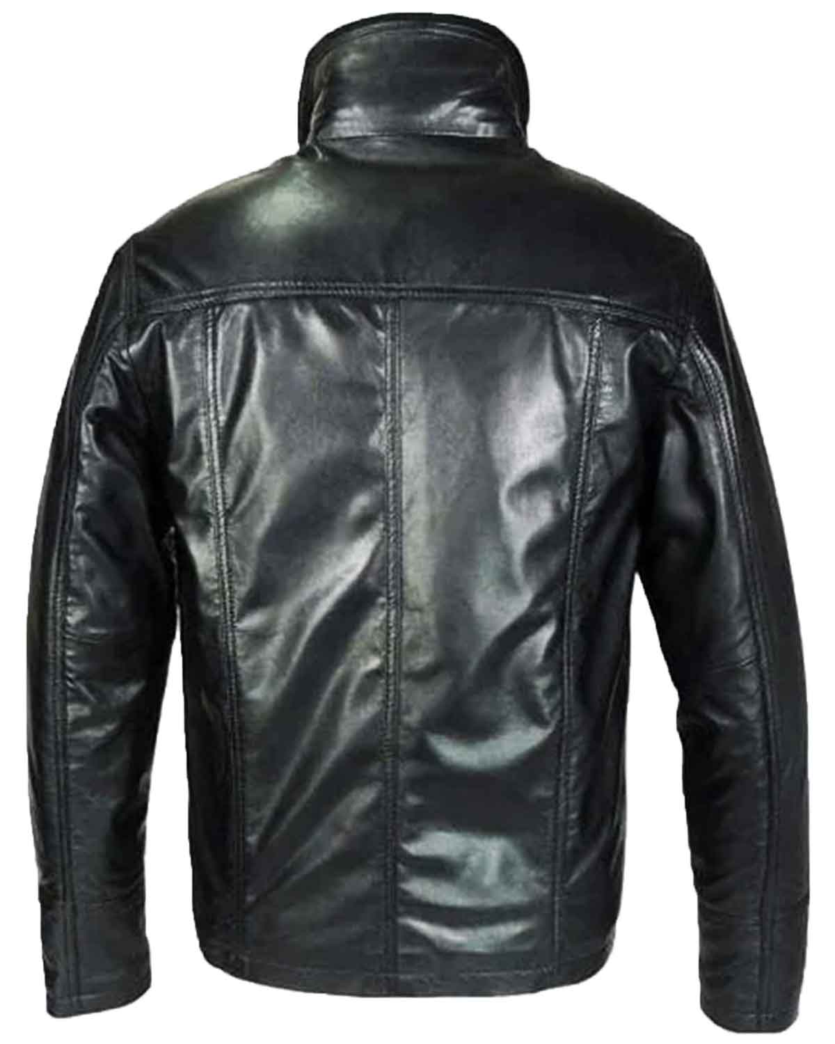 Mens Classic Black Real Leather Jacket