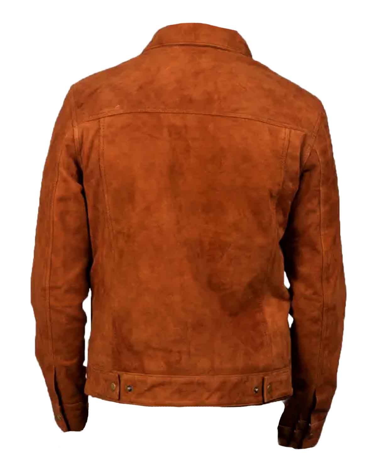 Mens  Brown Suede Trucker Jacket