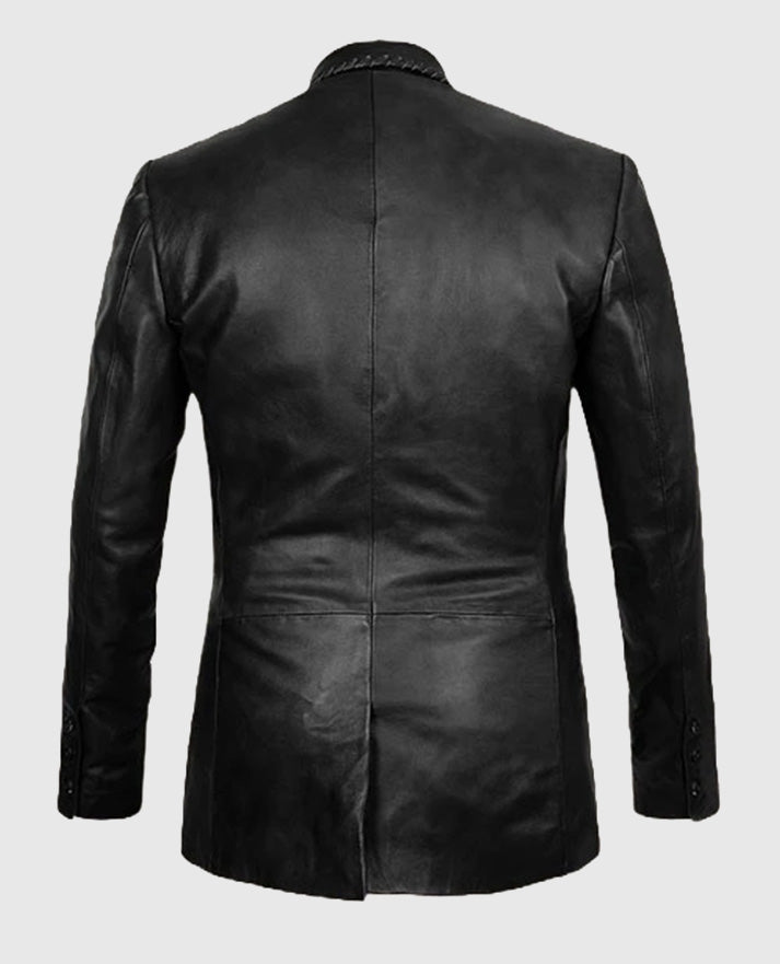 Men's Black Medieval Leather Blazer