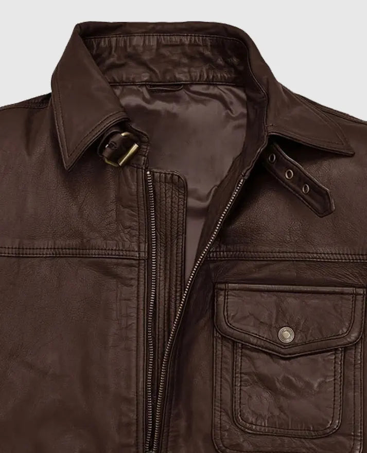 Retro Style Brown Leather Jacket For Men