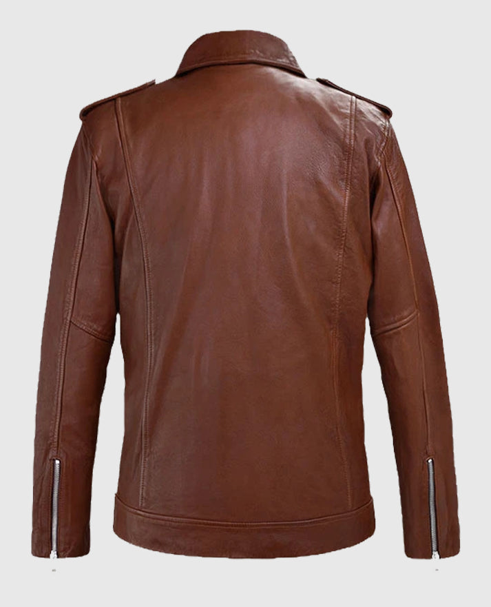 Men's Tan Beast Biker Leather Jacket