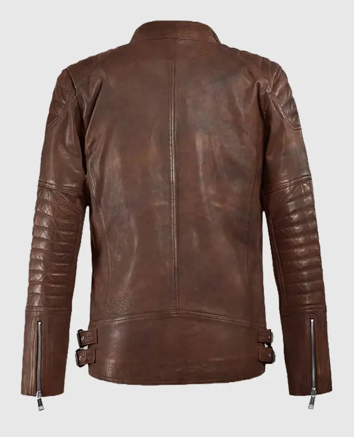 Men's Moto Shotgun Spanish Brown Leather Jacket